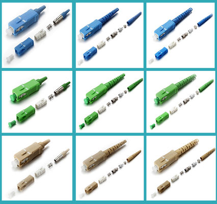 0.9mm 2.0mm 3.0mm Fiber Patch Cord Connectors SC APC Type For FTTX
