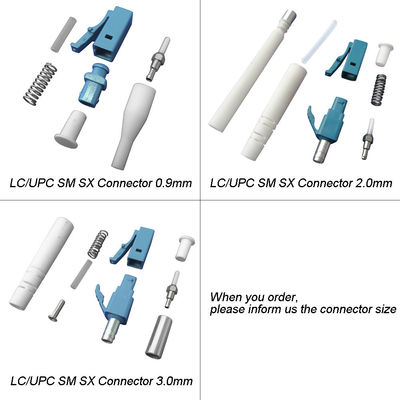 LC/PC Simplex Fiber Patch Cord Connectors High Return Loss With 0.9/2.0/3.0mm Boot
