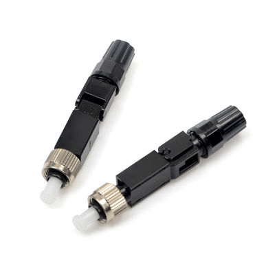 Black Ftth Embedded Fiber Optic Cable Connectors Singlemode Quick Connector