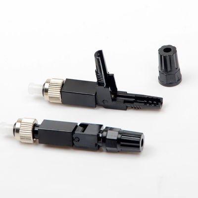 Black Ftth Embedded Fiber Optic Cable Connectors Singlemode Quick Connector