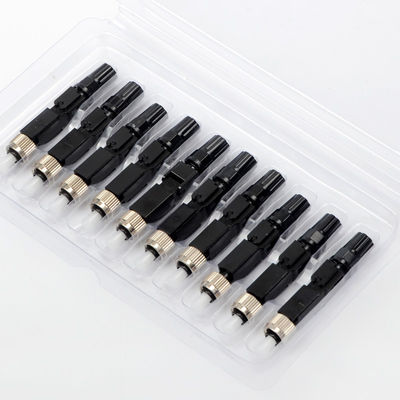 Black Ftth Embedded Fiber Optic Cable Connectors Singlemode Quick Connector