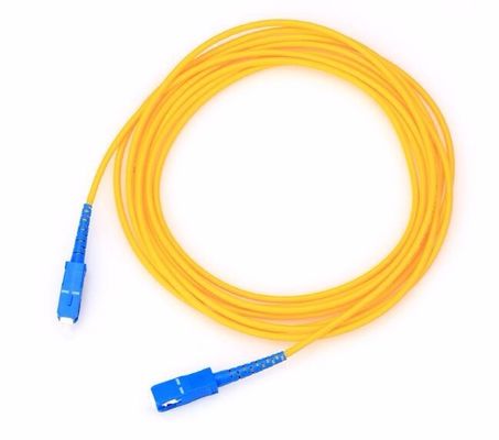 Yellow G657A2 Fiber Optic Sc Upc To Sc Apc Patch Cord Single Mode Simplex Cable